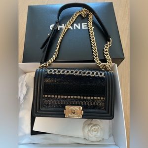 Chanel embroidered tweed Boy Bag